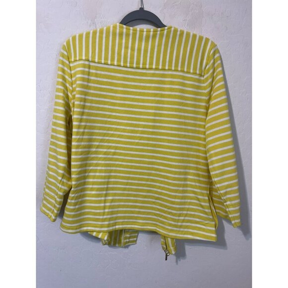 C Wonder Sz 12 Yellow White Striped Blazer Jacket Button Zip Front - Picture 3 of 5